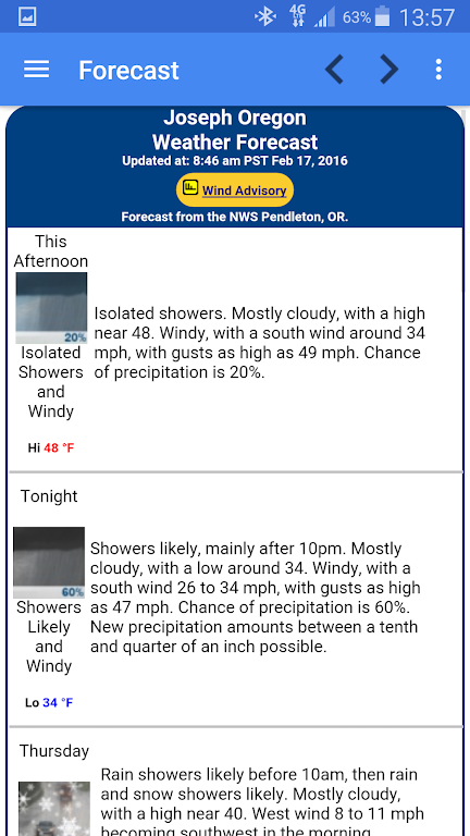 Joseph Oregon Weather ภาพหน้าจอ 1