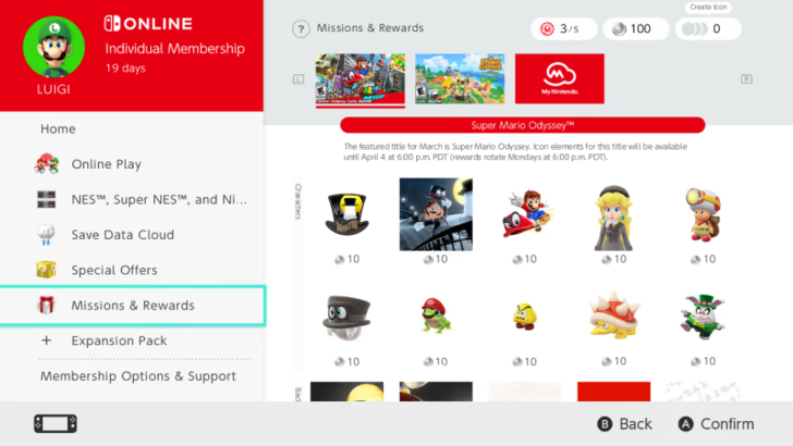 Nintendo Switch Online Missions & Rewards