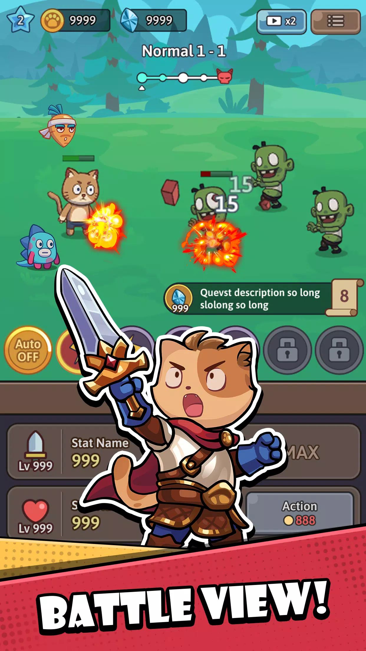 Cat Hero: Idle RPG War Ảnh chụp màn hình 0