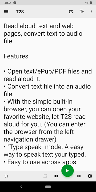 T2S: Text to Voice/Read Aloud Captura de tela 0