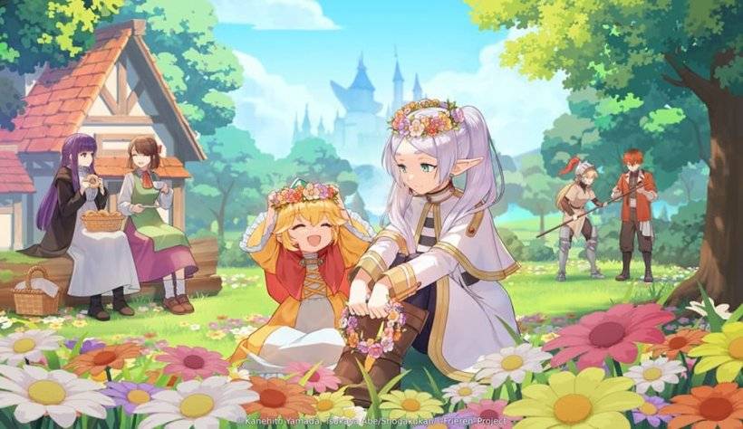 Gambar pelakon Frieren berinteraksi dengan pelakon Tales Guardian dalam penjelasan hutan kecil
